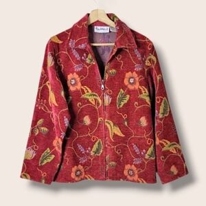 Flashback Vintage Tapestry Jacket Floral Full Zip Boho 90s Artsy Cottagecore L